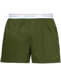 DSquared² - Ondergoed ,Groen ,Katoen Cotton Boxer Briefs Met Logo - Lyst