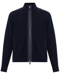 Paul & Shark - Truien & Vesten ,Blauw ,Wol Cardigan Met Gewatteerde Rug - Lyst