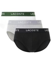 Lacoste - Ondergoed ,Veelkleurig ,Katoen 3-Pack Basic Katoenen Logo Slips - Lyst