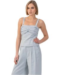 Kocca - Tops ,Blauw ,Leer Stijlvolle, Voorgevormde Top Met Bandjes - Lyst