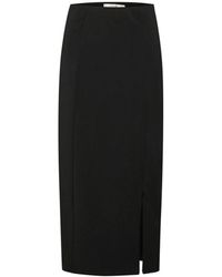 Gestuz - Rokken ,Zwart ,Polyester Zwarte Lange Rok Met Hoge Split - Lyst
