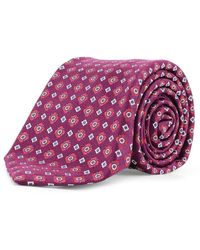 Kiton - Zijden Micro-Patroon Stropdas Antraciet - Lyst