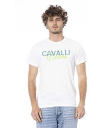 Roberto Cavalli - Tops ,Wit ,Logo Print Korte Mouw T-Shirt - Lyst
