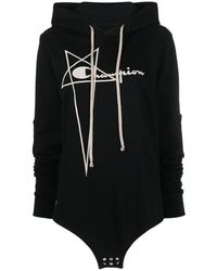 Rick Owens - Hoodies & Sweatvesten ,Zwart ,Katoen Hoodie Van Katoen Met Logo-Borduring - Lyst