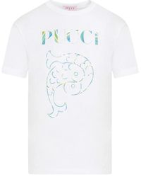 Emilio Pucci - Magliette bianca con logo abbigliamento donna - Lyst