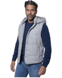 Gran Sasso - Jassen ,Grijs ,Wol Grijze Wollen Mouwloze Hoodie Jas - Lyst