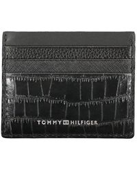 Tommy Hilfiger - Schwarzes lederportemonnaie mit kartenhalter - Lyst