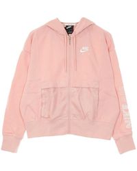 Nike - Fitness ,Roze ,Katoen Roze Glazuur/Wit Rits Hoodie Sportkleding Air Top Fleece - Lyst