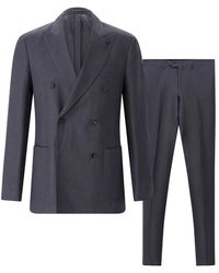 Lardini - Kostuums ,Grijs ,Leer Double Breasted Suit - Lyst