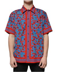 Dolce & Gabbana - Blauw Kersenprint Button-Down Shirt - Lyst