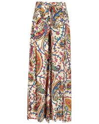 Etro - Broeken ,Veelkleurig ,Paisley Print Wijde Pijpen Broek - Lyst