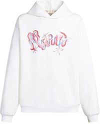 Marni - Hoodies & Sweatvesten ,Wit ,Katoen Logo Hoodies Sweatshirts Katoenmix - Lyst