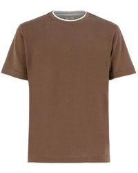 Eleventy - Baumwoll t-shirt mit kontrastdetails - Lyst