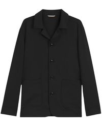 BOSS - Jassen ,Zwart ,Wol Overshirt Met Relaxte Pasvorm - Lyst