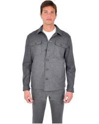 Drumohr - Jassen ,Grijs ,Wol Melange Overshirt - Lyst