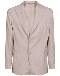 Eleventy - Jassen ,Roze ,Wol Double-Breasted Wollen Zijden Linnen Blazer - Lyst