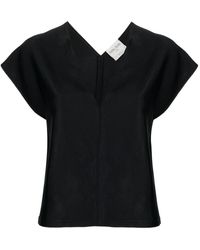 Forte Forte - Schwarze v-ausschnitt bluse,beige viskose casual bluse - Lyst