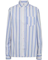 Haute L'Amitié - Gestreepte Button Down Shirt Wit Blauw - Lyst