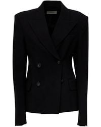 Sportmax - Dubbelrijige Stretch Wollen Blazer - Lyst