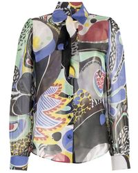 Moschino - Blusa de seda con lazo abstracto - Lyst