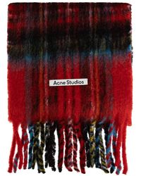 Acne Studios - Accessoires ,Rood ,Leer Mohair Check Scarf - Lyst