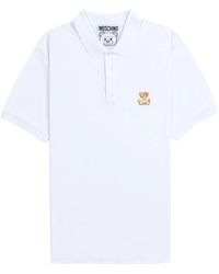 Moschino - Weißes logo besticktes poloshirt - Lyst