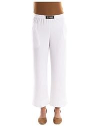 5 PROGRESS - Broeken ,Wit ,Leer Bianca Cropped Broek - Lyst