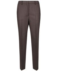 Incotex - Broeken ,Bruin ,Wol Elastische Wollen Broek Achterkant - Lyst