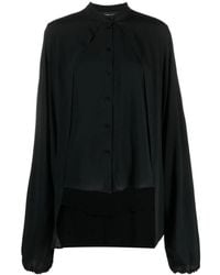 FEDERICA TOSI - Camisa negra con cuello y dobladillo asimétricos - Lyst