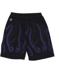 Octopus - Korte Broeken ,Zwart ,Katoen Zwart/Paarse Jogger Shorts Lichtgewicht Stof - Lyst