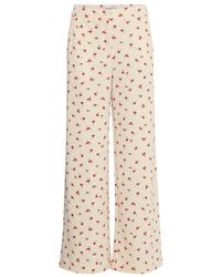 Ichi - Broeken ,Veelkleurig ,Geranium Flower Wijde Broek - Lyst