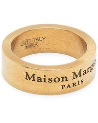 Maison Margiela - Goldener gravierte ring mit gebürsteter oberfläche - Lyst
