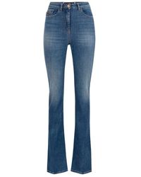 Elisabetta Franchi - Jeans a zampa in cotone stretch a vita alta - Lyst