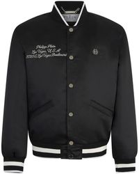Philipp Plein - Shiny Satin Varsity Bomber Signature Las Vegas - Lyst
