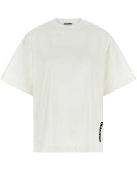 Jil Sander - Tops ,Wit ,Katoen Plain Cotton Jersey T-Shirt - Lyst