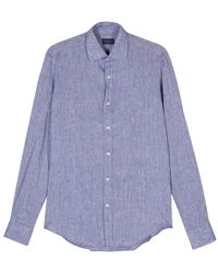 Paul & Shark - Blauwe Linnen Casual Overhemd Met Lange Mouwen - Lyst