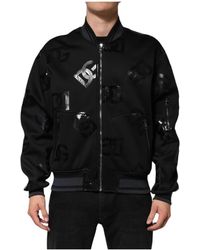Dolce & Gabbana - Zwarte Wol Logo Dg Mania Bomberjack - Lyst
