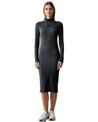 EA7 - Kleedjes ,Blauw ,Polyester Slim Fit Jurk 7.0 - Lyst