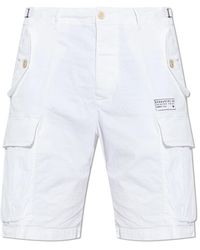 DSquared² - Korte Broeken ,Wit ,Katoen Shorts Met Meerdere Zakken En Riemlussen - Lyst