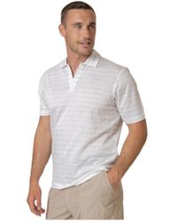Gran Sasso - Gestreiftes weiß und meeresgrünes leinen und baumwoll polo - Lyst