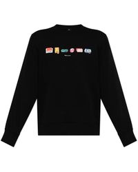 Paul Smith - Hoodies & Sweatvesten ,Zwart ,Katoen Sweatshirt Met Een Kleurrijke Print - Lyst