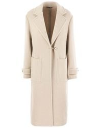 Fay - Lichtbeige Wollen Blend Jas - Lyst