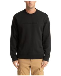 Michael Kors - Hoodies & Sweatvesten ,Zwart ,Katoen Logo Geëmbossed Katoenen Blend Sweater - Lyst