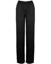 Herno - Broeken ,Zwart ,Satijn Wijde Pijpen Satijnen Broek - Lyst