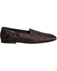 Dolce & Gabbana - Jacquard Leder Slipper Loafers - Lyst