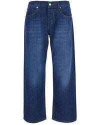 Roy Rogers - Jeans ,Blauw ,Katoen Straight Fit Jeans Met Vijf Zakken - Lyst