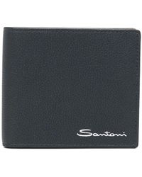 Santoni - Accessoires ,Blauw ,Leer Tumbled Leather Wallet - Lyst