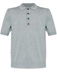 Eleventy - Tops ,Grijs ,Katoen Polo Met Korte Mouwen - Lyst