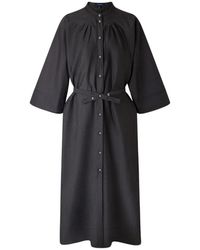 Soeur - Kleedjes ,Zwart ,Katoen Hosta Midi Overhemdjurk - Lyst