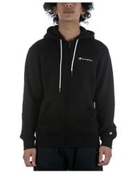 Champion - Sweatshirt mit kapuze und full zip schwarz - Lyst